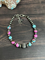 Handmade Sterling Silver Cotton Candy Beaded Bracelet with Signed Nizhoni (6)