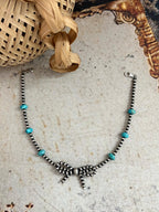 Handmade Sterling Silver Beaded Kingman Turquoise Bow Hat Band