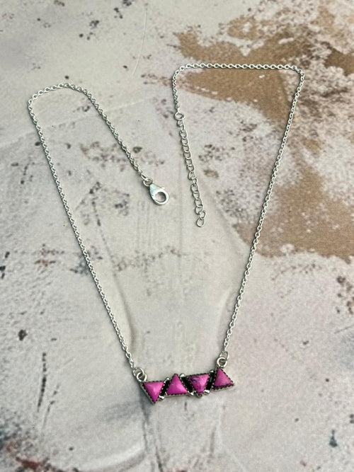 Handmade Sterling Silver Beaded Cherry Blossom Necklace "Signed Nizhoni"