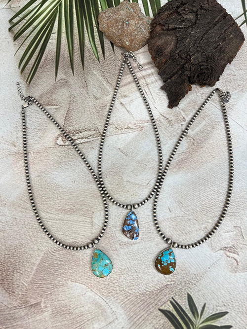 Handmade Sterling Silver Multi Stone Beaded Necklace with Signed Nizhoni (8)