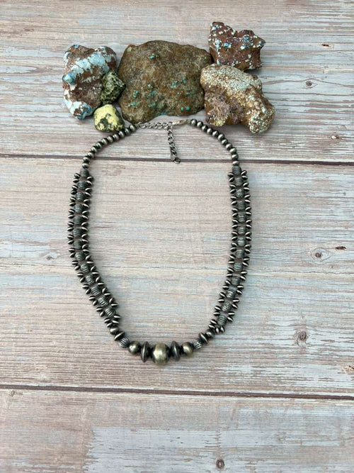 Handmade Sterling Silver Beaded Necklace "Signed Nizhoni"