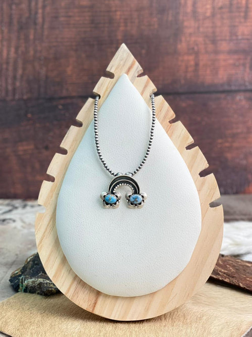 Handmade Sterling Silver Golden Hills Turquoise Beaded Necklace "Signed Nizhoni"