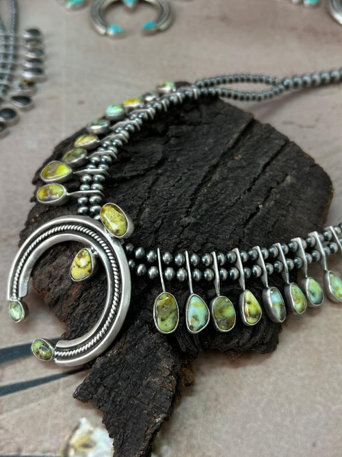 Handmade Sterling Silver Multi Stone Naja Beaded Necklace "Signed Nizhoni"