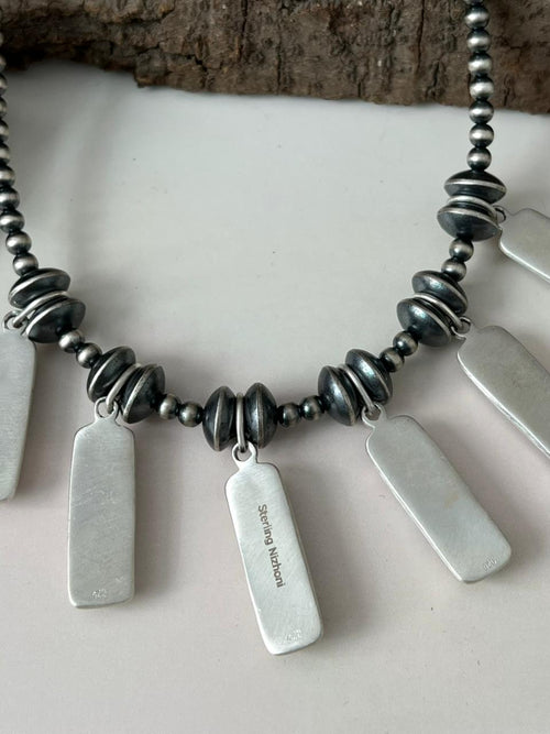 Handmade Sterling Silver Beaded Grape Dahlia Necklace "Signed Nizhoni" (5)