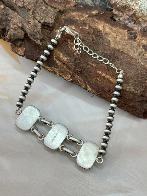 Handmade Sterling Silver Cotton Candy Beaded Bracelet "Signed Nizhoni"