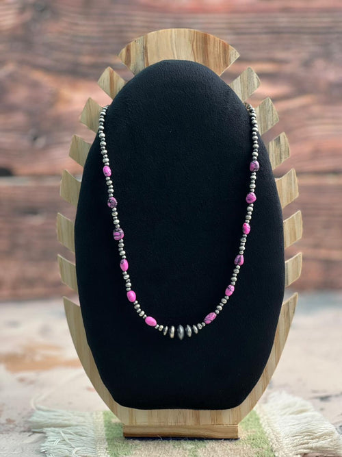 Handmade Sterling Silver Beaded Cherry Blossom Necklace 16” Plus Extender