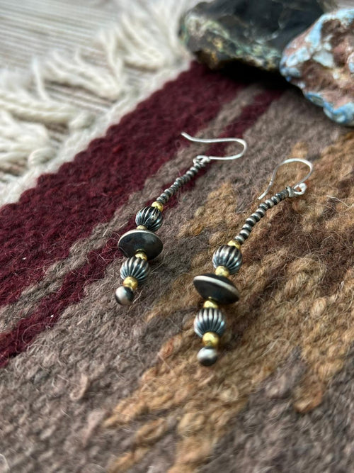 Handmade Sterling Silver Hook Dangle Beaded Earrings