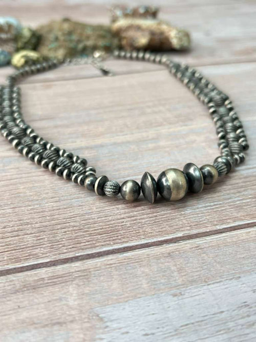 Handmade Sterling Silver Beaded Necklace "Signed Nizhoni"