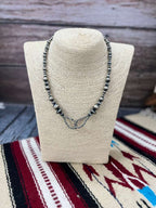 Handmade Sterling Silver Beaded Necklace with Signed Nizhoni