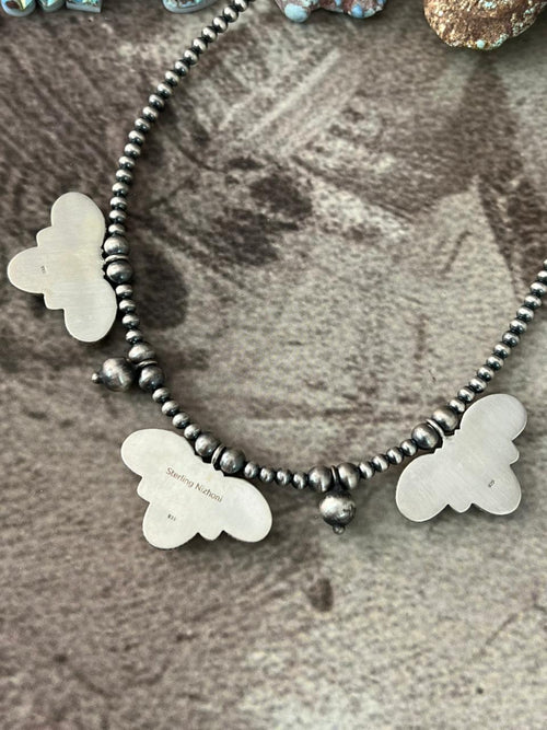 Handmade Sterling Silver 'Golden Hills Turquoise Cobble Collection' Beaded Necklace "Signed Nizhoni"