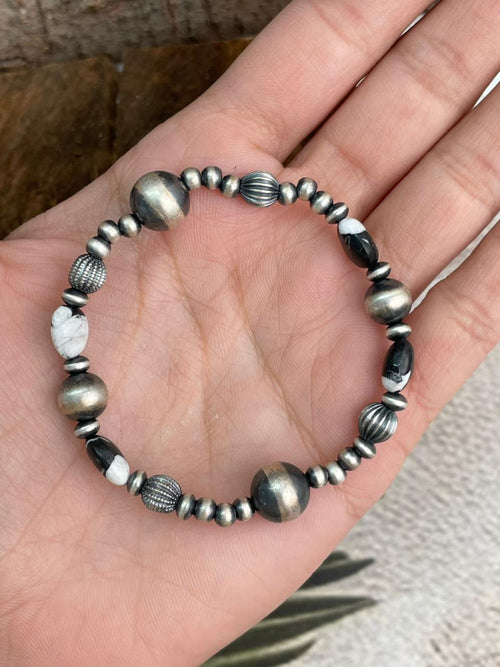 Handmade Sterling Silver Beaded White Buffalo Chain Bracelet (7)