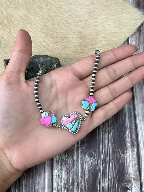 Handmade Sterling Silver Cotton Candy Beaded Chain Bracelet "Signed Nizhoni"