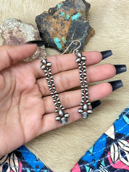 Handmade Sterling Silver Beaded Hook Dangle Earrings