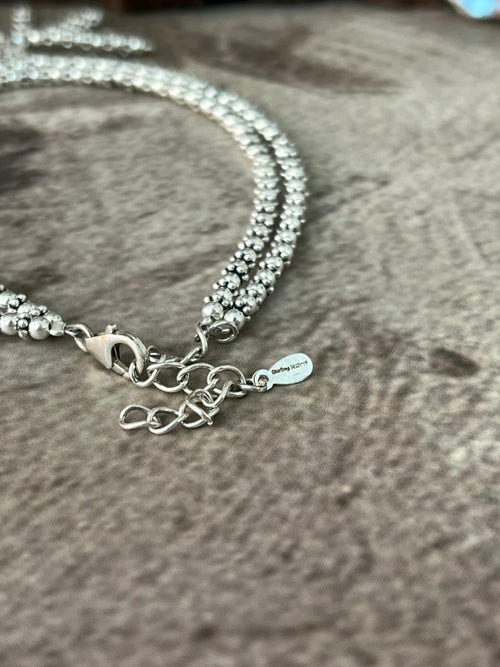 Handmade Sterling Silver Double Strand Beaded Anklet "Signed Nizhoni"