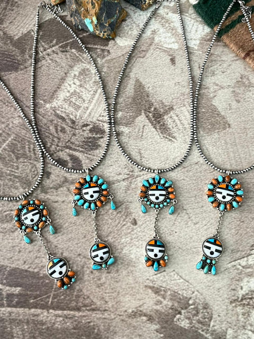 Handmade Sterling Silver Turquoise and MOP Beaded Necklace "Signed Nizhoni"