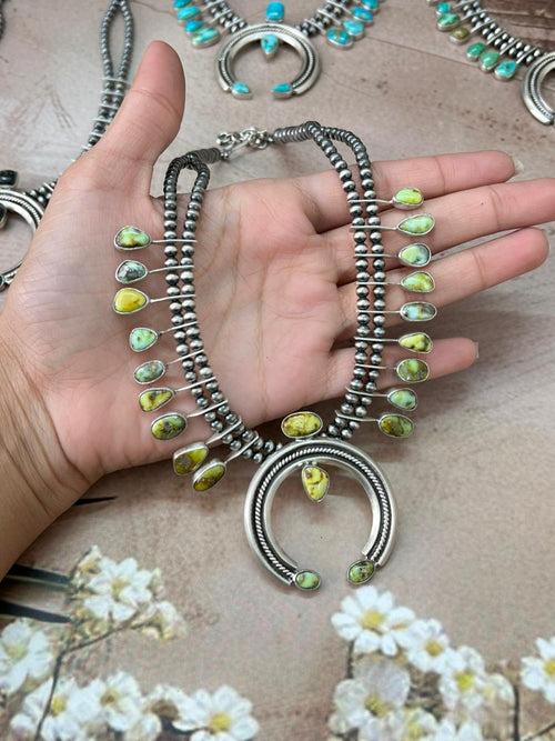 Handmade Sterling Silver Multi Stone Naja Beaded Necklace "Signed Nizhoni"