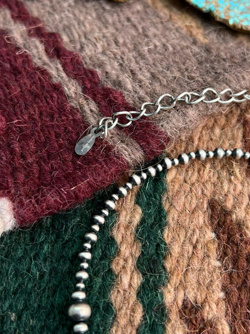 Handmade Sterling Silver Beaded Golden Hills Turquoise Necklace