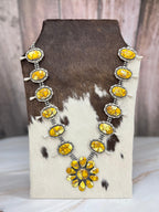 Handmade Sterling Silver Honey Dahlia Necklace with Signed Nizhoni