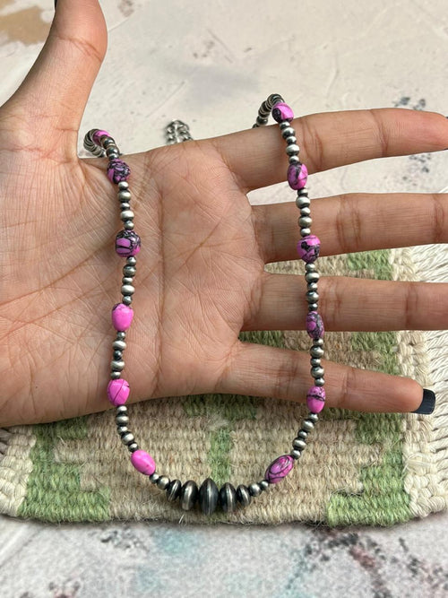 Handmade Sterling Silver Beaded Cherry Blossom Necklace 16” Plus Extender