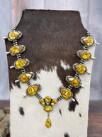 Handmade Sterling Silver Honey Dahlia Necklace with Signed Nizhoni