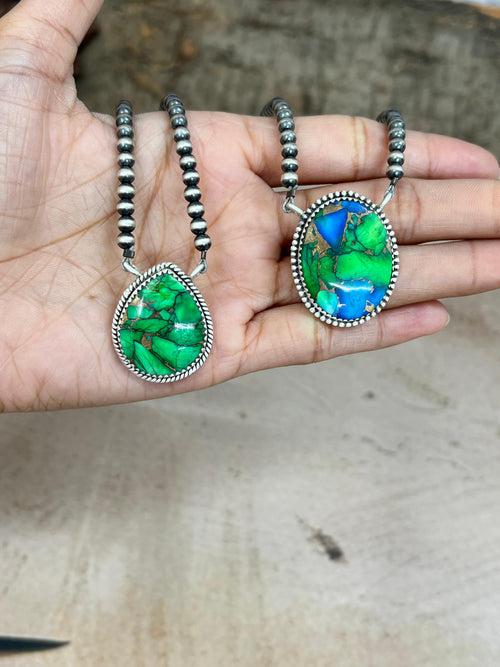 Handmade Sterling Silver Multi Stone Beaded Necklace, Signed Nizhoni