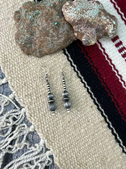 Handmade Sterling Silver Beaded Hook Dangle Earrings