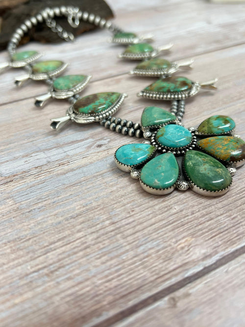 Handmade Sterling Silver Mantis Turquoise Beaded Necklace Signed Nizhoni