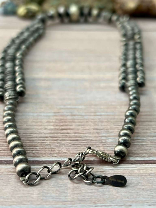 Handmade Sterling Silver Beaded Necklace "Signed Nizhoni"