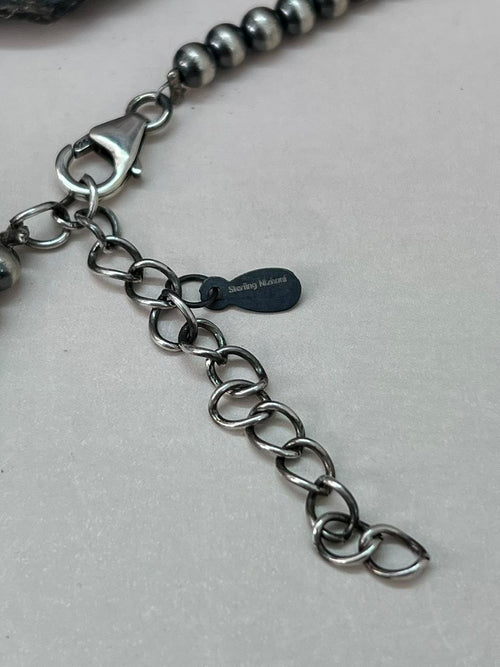 Handmade Sterling Silver Beaded Cotton Candy Necklace "Signed Nizhoni"