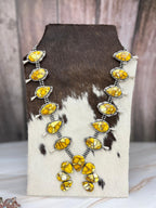 Handmade Sterling Silver Honey Dahlia Necklace with Signed Nizhoni