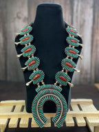 Handmade Sterling Silver Kachina Turquoise Beaded Necklace with Signed Nizhoni