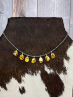 Handmade Sterling Silver Honey Dahlia Beaded Necklace with Signed Nizhoni