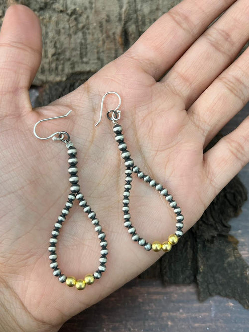 Handmade Sterling Silver Beaded Hook Dangle Earrings