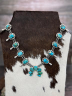 Handmade Sterling Silver South Hill Turquoise Beaded Necklace with Signed Nizhoni