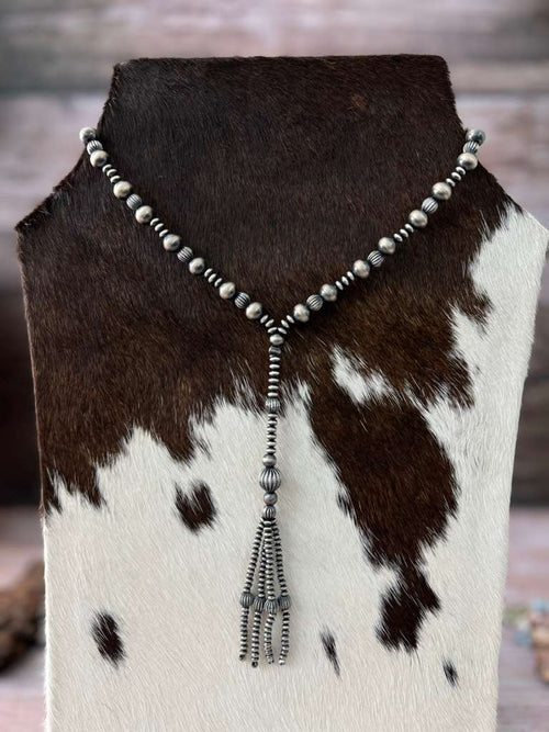 Handmade Sterling Silver Beaded Necklace with Signed Nizhoni (7)