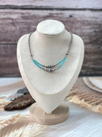 Handmade Sterling Silver Kingman Turquoise Beaded Necklace "Signed Nizhoni"