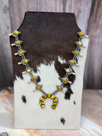 Handmade Sterling Silver Honey Dahlia Squash Blossom Necklace with Signed Nizhoni