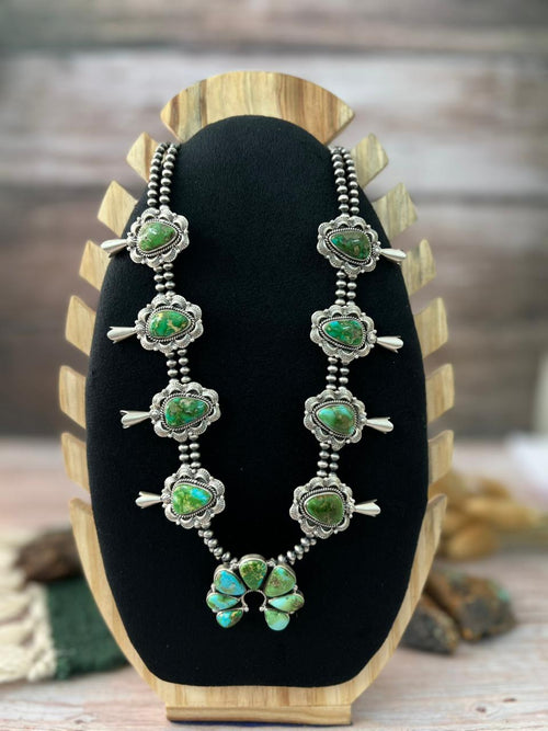 Handmade Sterling Silver Sonoran Mountain Turquoise Beaded Necklace "Signed Nizhoni"