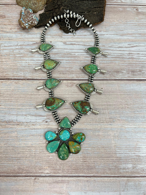 Handmade Sterling Silver Mantis Turquoise Beaded Necklace Signed Nizhoni