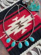 Handmade Sterling Silver Santa Maria Turquoise Beaded Necklace "Signed Nizhoni"