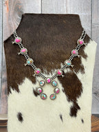 Handmade Sterling Silver Cotton Candy Turquoise Necklace with Signed Nizhoni