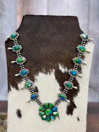 Handmade Sterling Silver Peacock Dahlia Beaded Necklace with Signed Nizhoni