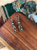 Handmade Sterling Silver Hook Dangle Beaded Earrings