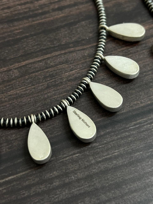 Handmade Sterling Silver Multi Stone Beaded Necklace with Signed Nizhoni