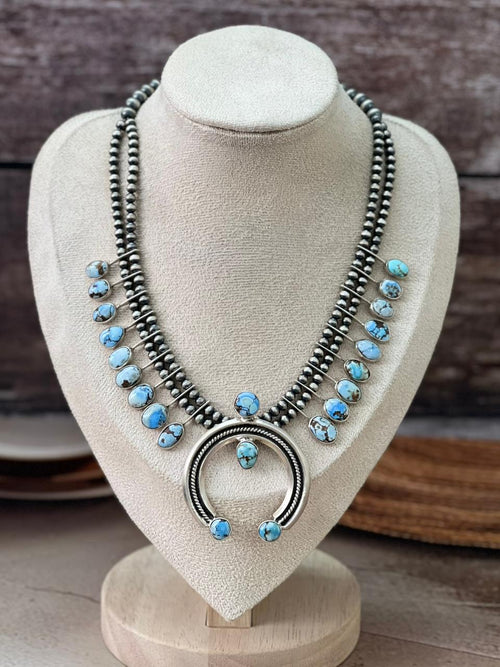 Handmade Sterling Silver Multi Stone Naja Beaded Necklace "Signed Nizhoni"