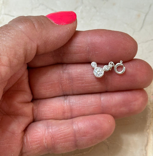 Sterling Silver Mouse Ears CZ Charm
