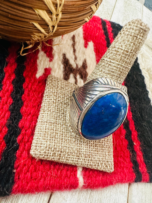 Old Pawn Navajo Sterling Silver & Lapis Men’s Ring Size 12