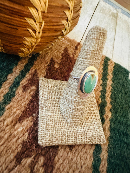 Old Pawn Navajo Sterling Silver & Turquoise Ring Size 7.75