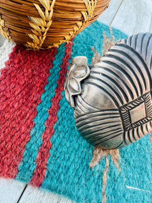 Handcrafted Old Pawn Sterling Silver Cuff Bracelet