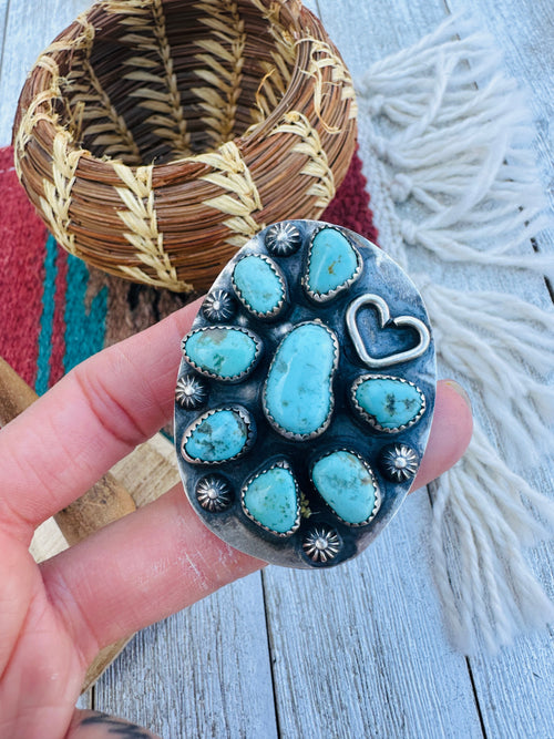 Old Pawn Navajo Sterling Silver & Turquoise Ring Size 6